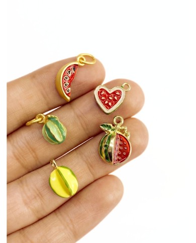 Pirinç Zirkon Mineli Kesilmiş Karpuz Kolye Bileklik Ucu Charm 1 Adet