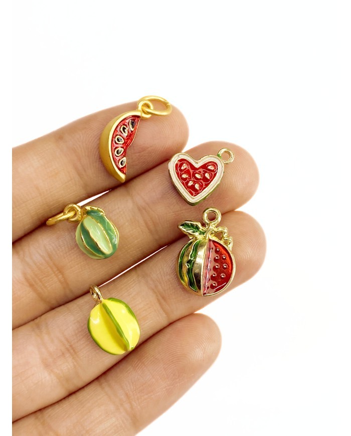 Pirinç Zirkon Mineli Kesilmiş Karpuz Kolye Bileklik Ucu Charm 1 Adet