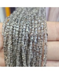 3mm İpe Dizili Küp Kristal Boncuk Şeffaf Füme - 1 Dizi