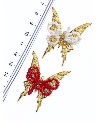 Çelik Mineli Boncuklu Kelebek Kolye Bileklik Ucu Charm Beyaz 1 Adet