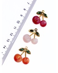 Çelik Mineli Taşlı Kiraz Kolye Bileklik Ucu Charm Beyaz 1 Adet