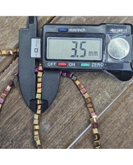 3mm İpe Dizili Küp Kristal Boncuk Metalik Kaplama Janjanlı Gold - 1 Dizi