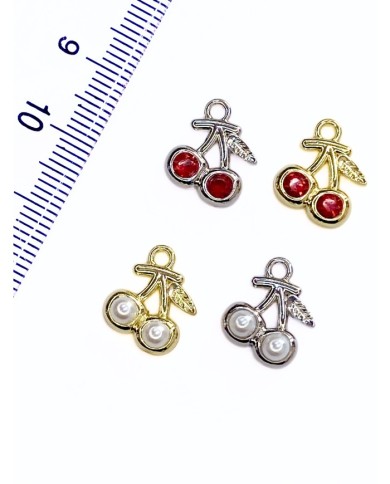 Pirinç Zirkon Taşlı Kiraz Kolye Bileklik Ucu Charm Gümüş 1 Adet