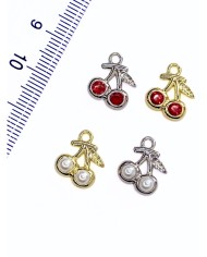 Pirinç Zirkon Taşlı Kiraz Kolye Bileklik Ucu Charm Altın 1 Adet