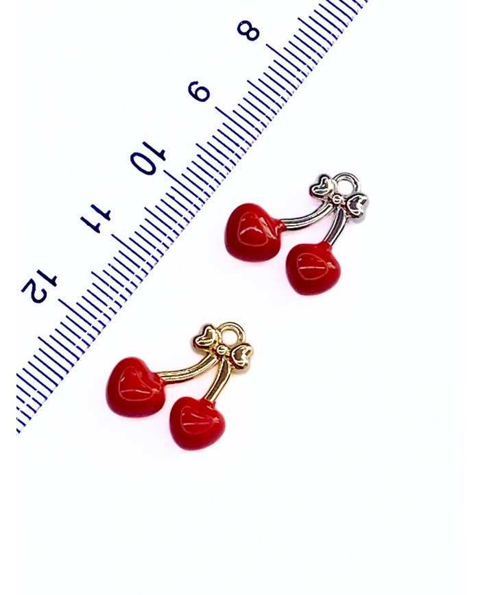 Pirinç Zirkon Mineli Kiraz Kolye Bileklik Ucu Charm Gümüş 1 Adet