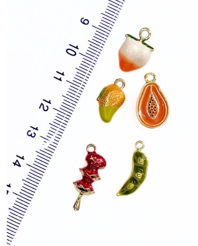 Pirinç Zirkon Mineli Şeftali Kolye Bileklik Ucu Charm Beyaz Turuncu 1 Adet