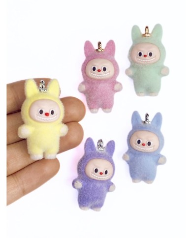 Tüylü Labubu Kolye Bileklik Ucu Charm Pembe 1 Adet