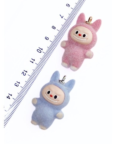 Tüylü Labubu Kolye Bileklik Ucu Charm Pembe 1 Adet