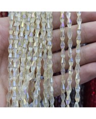 4mm İpe Dizili Arpa Mekik Kristal Boncuk Şeffaf Janjanlı Şampanya - 1 Dizi