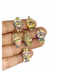 Pirinç Zirkon Taşlı Labubu Kolye Bileklik Ucu Charm Mor  1 Adet