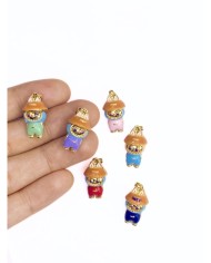 Pirinç Zirkon Mineli Labubu Kolye Bileklik Ucu Charm Kırmızı 1 Adet