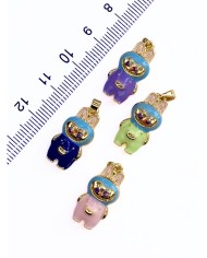 Pirinç Zirkon Mineli Labubu Kolye Bileklik Ucu Charm Pembe 1 Adet