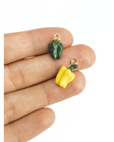 Pirinç Zirkon Mineli Dolma Biber Kolye Bileklik Ucu Charm Sarı 1 Adet