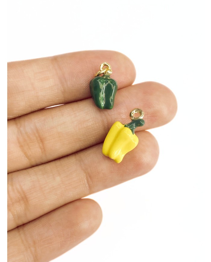 Pirinç Zirkon Mineli Dolma Biber Kolye Bileklik Ucu Charm Yeşil 1 Adet