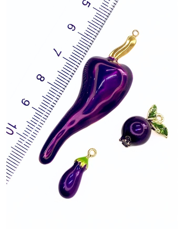 Pirinç Zirkon Mineli Patlıcanı Kolye Bileklik Ucu Charm 1 Adet