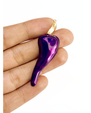 Çelik Mineli Büyük Patlıcan Kolye Bileklik Ucu Charm 1 Adet