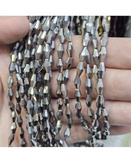 4mm İpe Dizili Arpa Mekik Kristal Boncuk Metalik Kaplama Füme - 1 Dizi