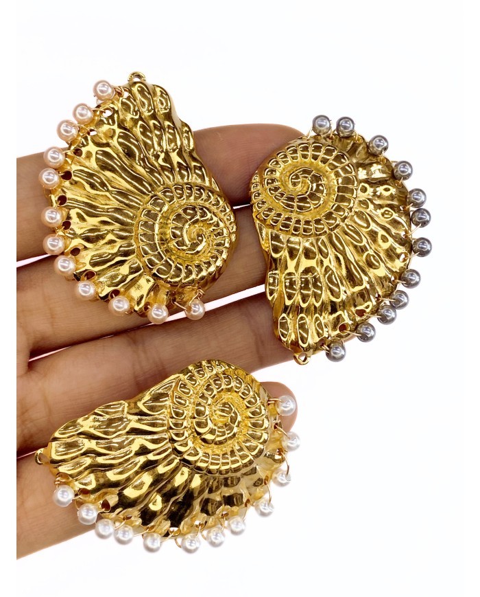 Çelik Deniz Kabuğu İnci Boncuklu Kolye Bileklik Ucu Charm Gri 1 Adet