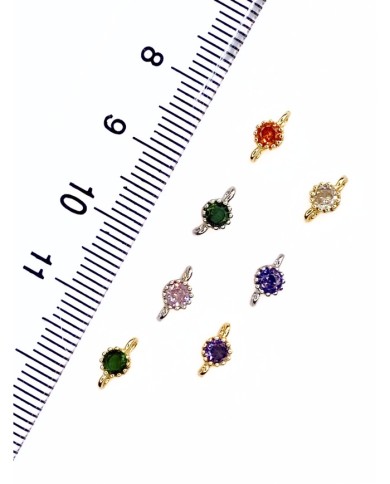 Pirinç Zirkon Taşlı Mini Kolye Bileklik Ucu Charm Gümüş Yeşil 1 Adet