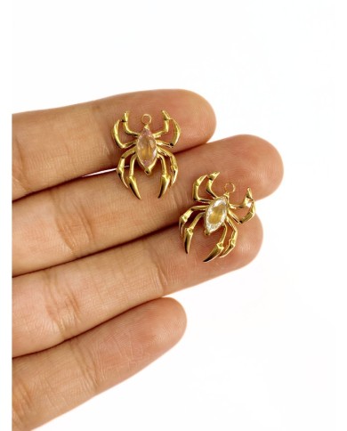 Çelik Taşlı Örümcek Kolye Bileklik Ucu Charm Şeffaf 1 Adet