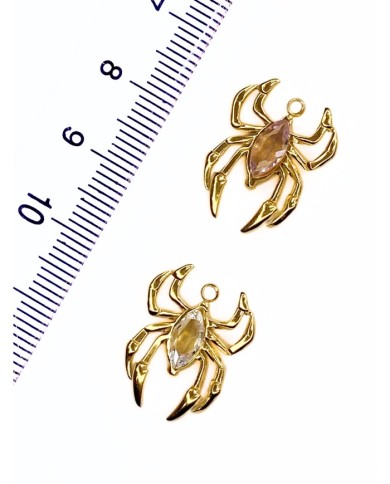 Çelik Taşlı Örümcek Kolye Bileklik Ucu Charm Şeffaf 1 Adet