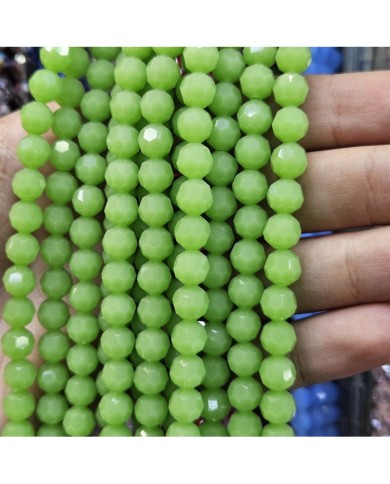 5 Adet İpe Dizili Kristal Boncuk - Mat Fıstık Yeşili - 8mm