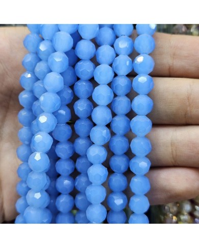 5 Adet İpe Dizili Kristal Boncuk - Mat Bebe Mavi - 8mm