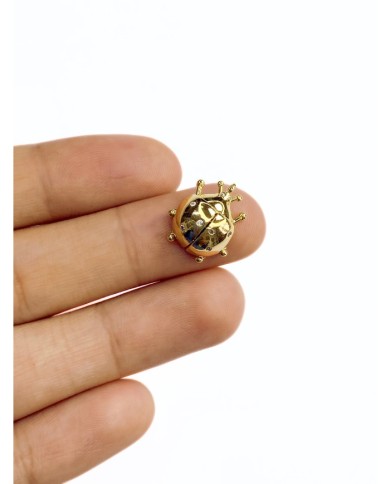 Pirinç Zirkon Taşlı Uğurböceği Kolye Bileklik Ucu Charm 1 Adet