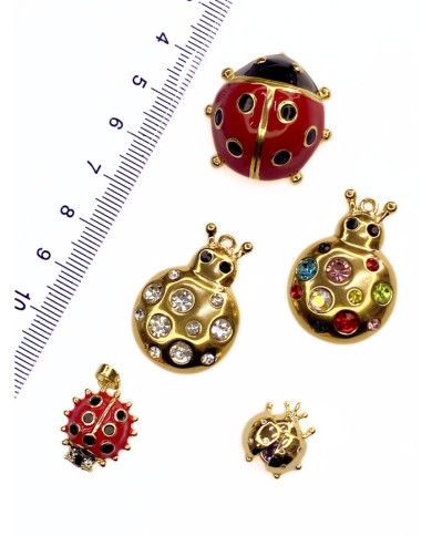 Pirinç Zirkon Taşlı Uğurböceği Kolye Bileklik Ucu Charm 1 Adet