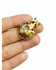 Çelik Taşlı Uğurböceği Kolye Bileklik Ucu Charm Renkli 1 Adet