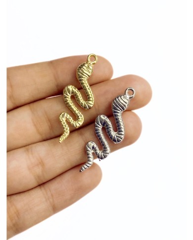 Pirinç Zirkon Mineli Yılan Kolye Bileklik Ucu Charm Gümüş 1 Adet