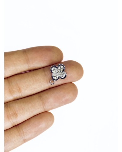 Pirinç Zirkon Taşlı Yonca Kolye Bileklik Ucu Charm 1 Adet