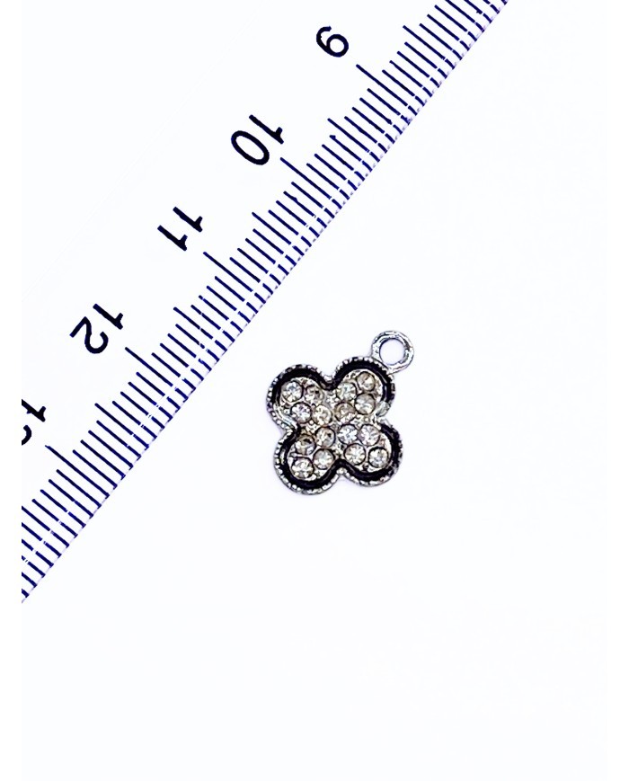 Pirinç Zirkon Taşlı Yonca Kolye Bileklik Ucu Charm 1 Adet