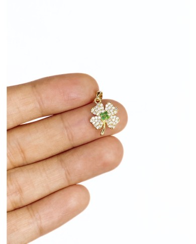 Pirinç Zirkon Taşlı Yonca Kolye Bileklik Ucu Charm 1 Adet