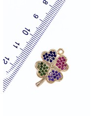 Pirinç Zirkon Taşlı Yonca Kolye Bileklik Ucu Charm 1 Adet