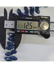 12x5mm İpe Dizili Yandan Delikli Damla Kristal Boncuk Mat Janjanlı Antrasit - 1 Dizi