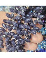 12x5mm İpe Dizili Yandan Delikli Damla Kristal Boncuk Mat Gece Mavisi - 1 Dizi