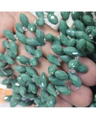 12x5mm İpe Dizili Yandan Delikli Damla Kristal Boncuk Mat Koyu Yeşil - 1 Dizi