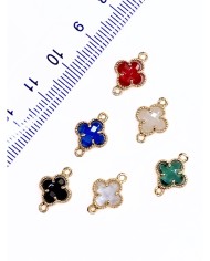 Pirinç Zirkon Taşlı Yonca Kolye Bileklik Ucu Charm Açık Yeşil 1 Adet