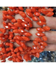 12x5mm İpe Dizili Yandan Delikli Damla Kristal Boncuk Mat Nar Çiçeği - 1 Dizi