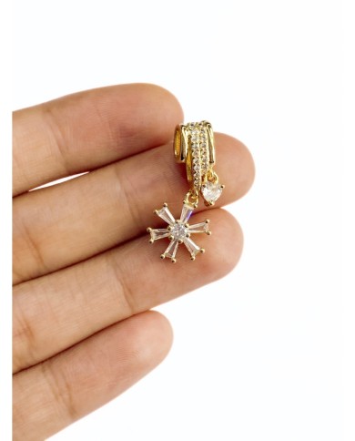 Pirinç Zirkon Taşlı Kar Tanesi Kolye Bileklik Ucu Charm 1 Adet