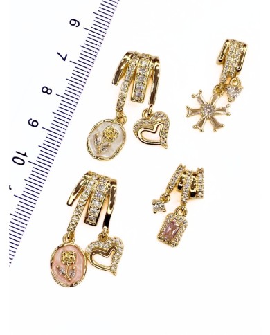 Pirinç Zirkon Taşlı Kar Tanesi Kolye Bileklik Ucu Charm 1 Adet