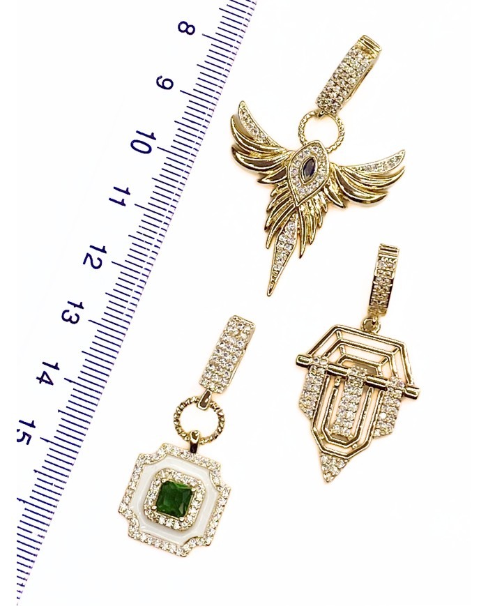 Pirinç Zirkon Taşlı Kolye Bileklik Ucu Charm 1 Adet