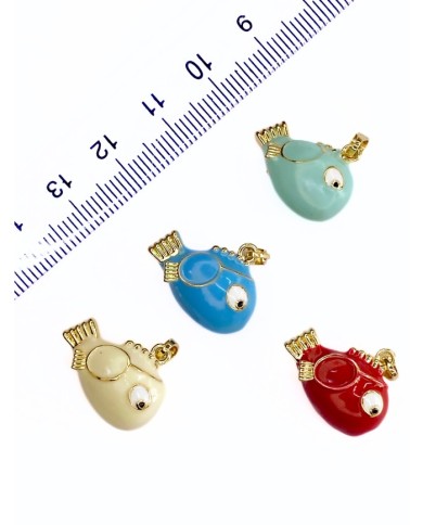 Pirinç Zirkon Mineli Balık Kolye Bileklik Ucu Charm Kırmızı 1 Adet