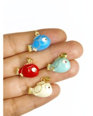 Pirinç Zirkon Mineli Balık Kolye Bileklik Ucu Charm Mavi 1 Adet