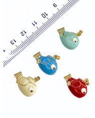 Pirinç Zirkon Mineli Balık Kolye Bileklik Ucu Charm Sarı 1 Adet