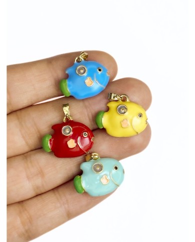 Pirinç Zirkon Mineli Balık Kolye Bileklik Ucu Charm Kırmızı 1 Adet