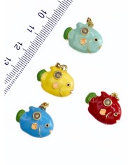 Pirinç Zirkon Mineli Balık Kolye Bileklik Ucu Charm Mavi 1 Adet