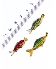 Pirinç Zirkon Mineli Balık Kolye Bileklik Ucu Charm Kırmızı 1 Adet