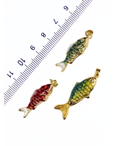 Pirinç Zirkon Mineli Balık Kolye Bileklik Ucu Charm Yeşil 1 Adet